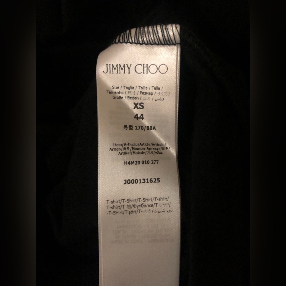 Jimmy Choo Women’s Designer T-Shirt Size XS Black 100% Cotton Authentic New NWT - Picture 5 of 7